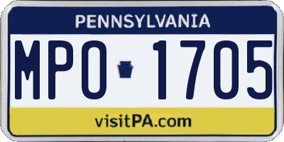 PA license plate MPO1705