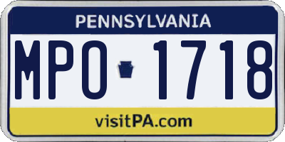 PA license plate MPO1718