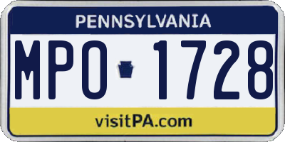 PA license plate MPO1728