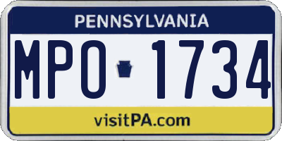 PA license plate MPO1734