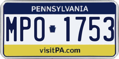 PA license plate MPO1753