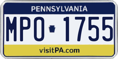 PA license plate MPO1755