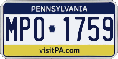 PA license plate MPO1759
