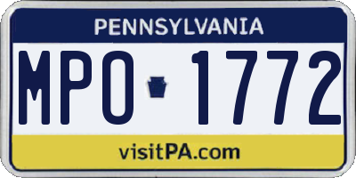 PA license plate MPO1772