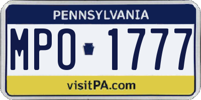 PA license plate MPO1777
