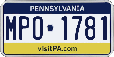 PA license plate MPO1781