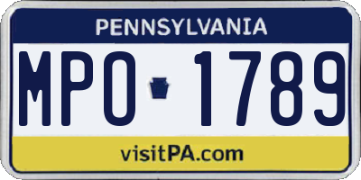 PA license plate MPO1789