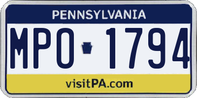 PA license plate MPO1794