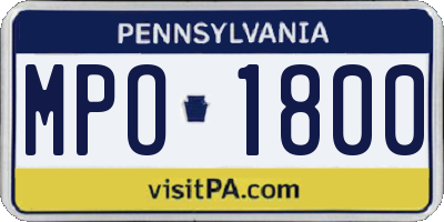 PA license plate MPO1800