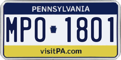 PA license plate MPO1801