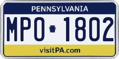 PA license plate MPO1802