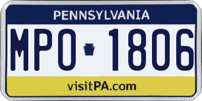 PA license plate MPO1806