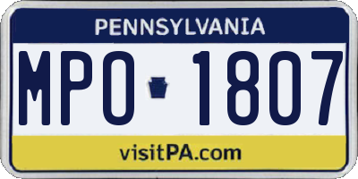 PA license plate MPO1807