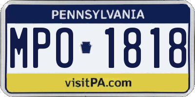 PA license plate MPO1818