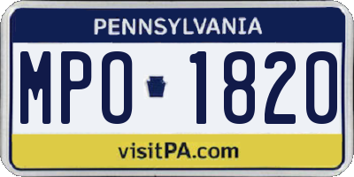 PA license plate MPO1820