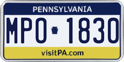 PA license plate MPO1830
