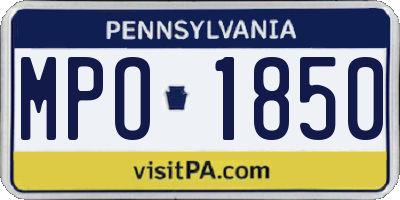 PA license plate MPO1850