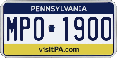 PA license plate MPO1900