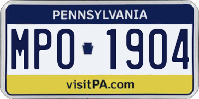 PA license plate MPO1904