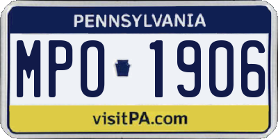 PA license plate MPO1906
