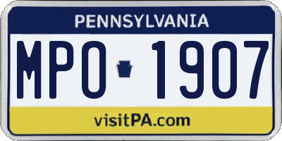 PA license plate MPO1907