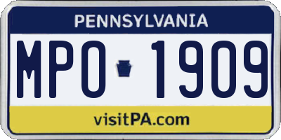 PA license plate MPO1909