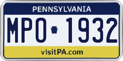 PA license plate MPO1932