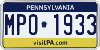 PA license plate MPO1933