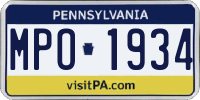 PA license plate MPO1934
