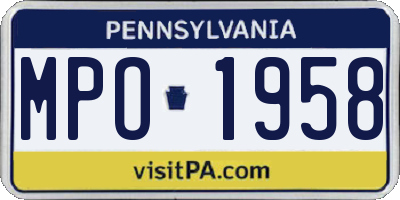 PA license plate MPO1958