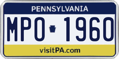 PA license plate MPO1960