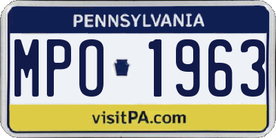 PA license plate MPO1963