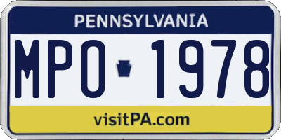 PA license plate MPO1978