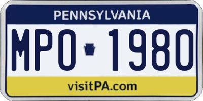 PA license plate MPO1980