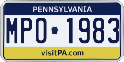 PA license plate MPO1983