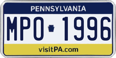 PA license plate MPO1996