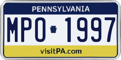 PA license plate MPO1997