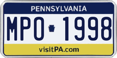 PA license plate MPO1998