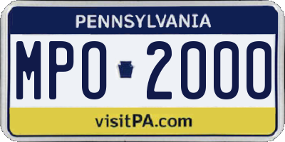PA license plate MPO2000