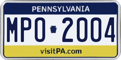 PA license plate MPO2004
