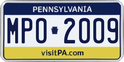 PA license plate MPO2009