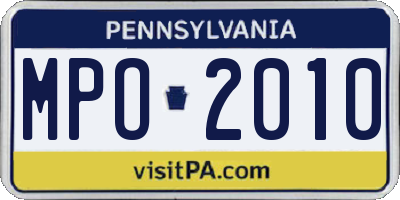 PA license plate MPO2010