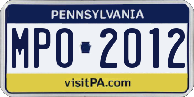 PA license plate MPO2012