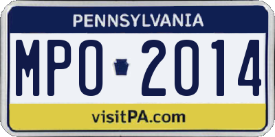 PA license plate MPO2014