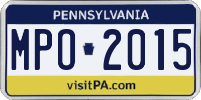 PA license plate MPO2015