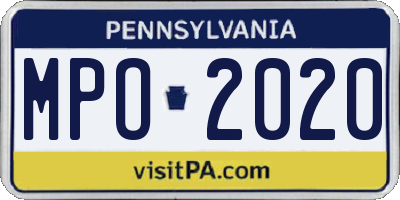 PA license plate MPO2020