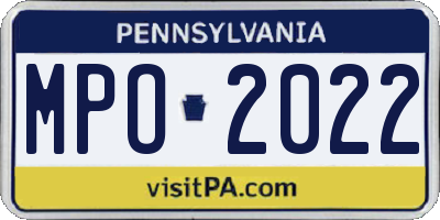 PA license plate MPO2022