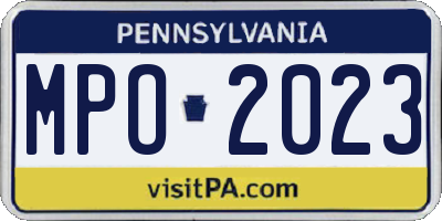 PA license plate MPO2023