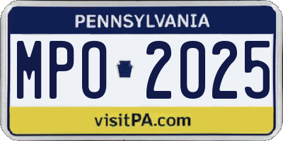 PA license plate MPO2025