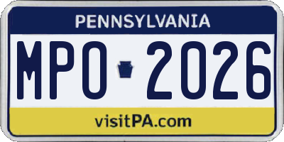 PA license plate MPO2026